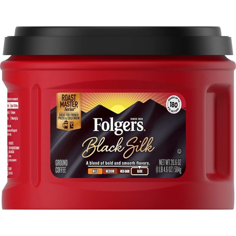 12. Folgers Black Silk Dark Roast Ground Coffee 