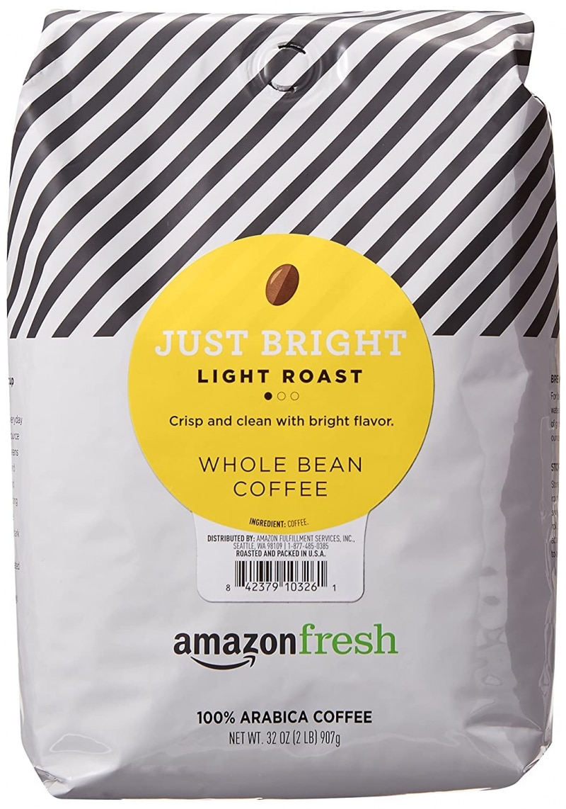 14. AmazonFresh Just Bright Whole Bean Coffee 