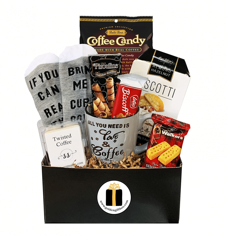 7. Golden Gift Box of Gourmet Coffee Snacks 