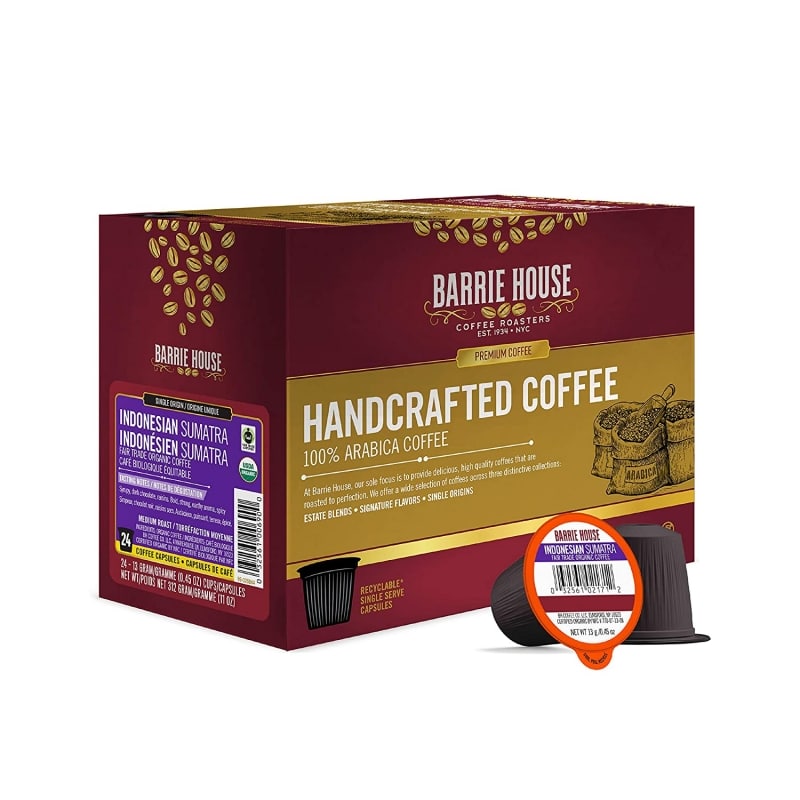 7. Barrie House Indonesian Sumatra Single Serve Coffee Pods  
