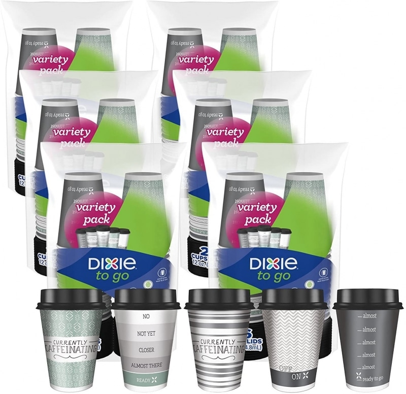 1. Dixie to Go Disposable Hot Beverage Paper Coffee Cups with Lids