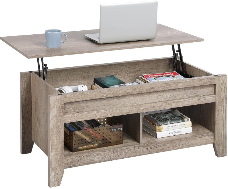 3. Yaheetech Lift Top Coffee Table with Storage 