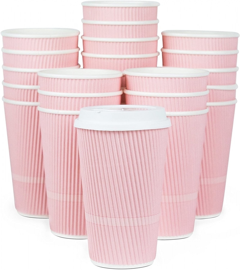 4. Glowcoast Disposable Coffee Cups With Lids