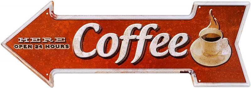 10. Ochoice Coffee Signs Arrow Metal Signs for Wall Decoration