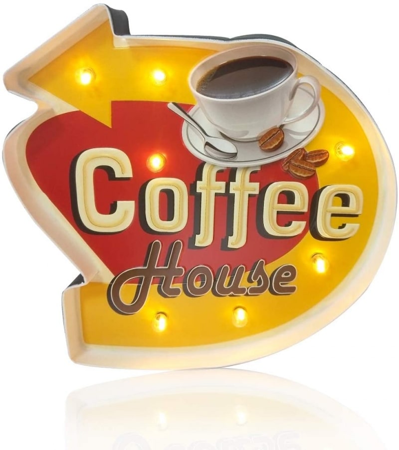 12. ACECAR Battery Operated Coffee House Wall Art 