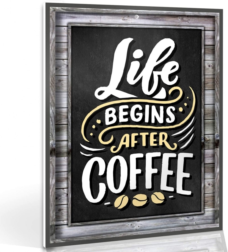 17. Coffee Signs Kitchen Decor - Life Begins After Coffee Wall Decor Sign 