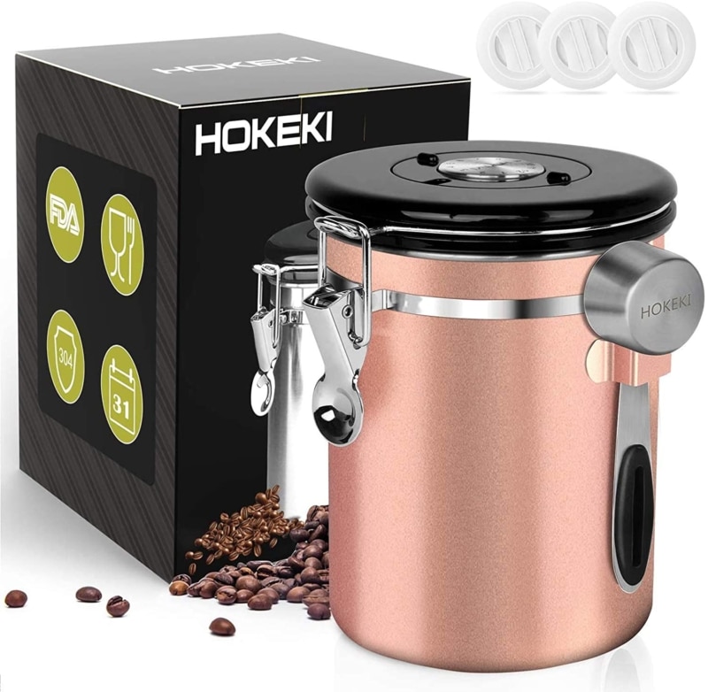 2. HOKEKI Airtight Stainless-Steel Coffee Container
