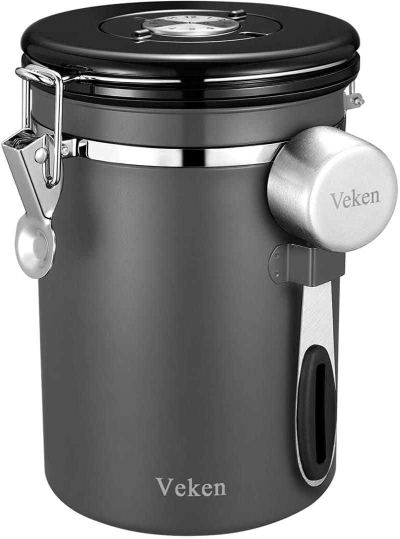 3. Gray Veken Coffee Canister with A Free Spoon