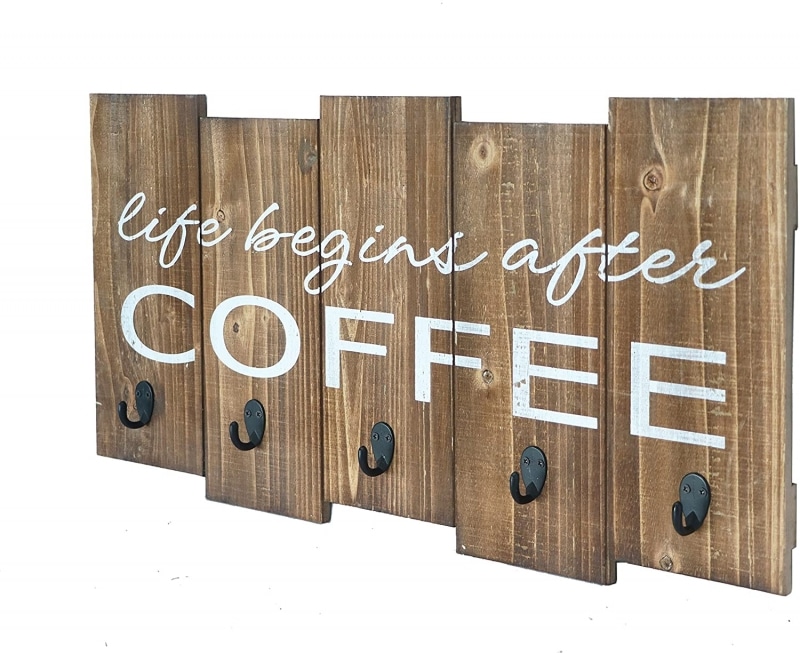 7. Barnyard Designs ‘Life Begins After Coffee’ Hanging Mug Holder