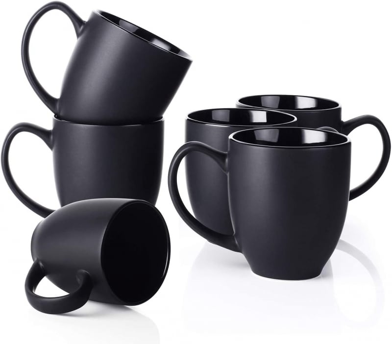 6. Matt and Shiny Black DOWAN Coffee Mugs in Set of 6