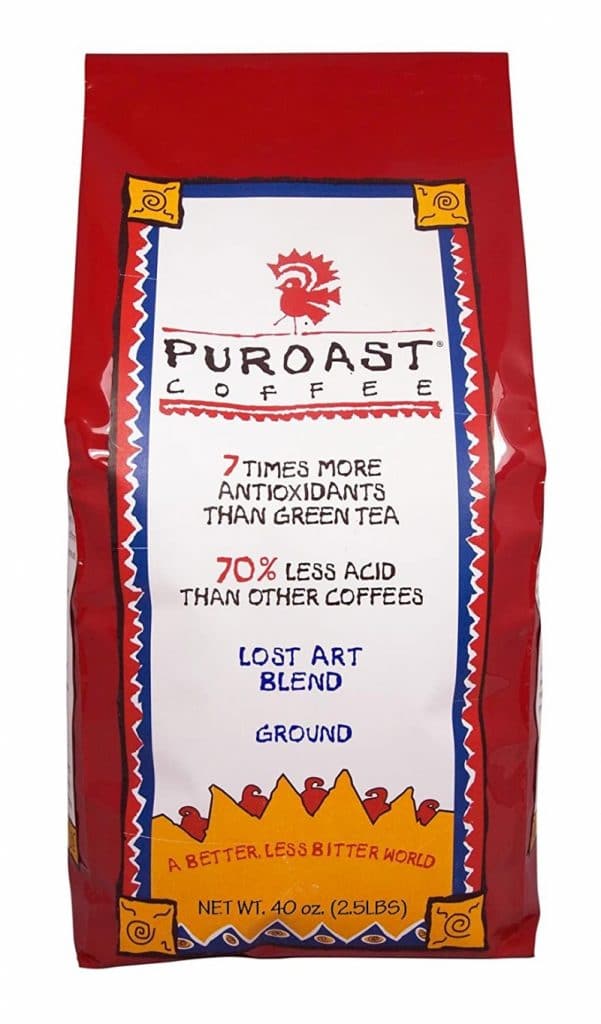 1. Puroast Low Acid Ground Coffee