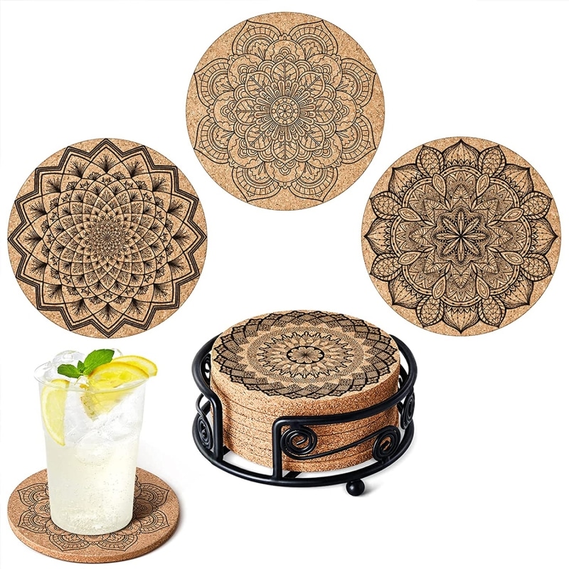 4. GALAROES Natural Cork Coasters