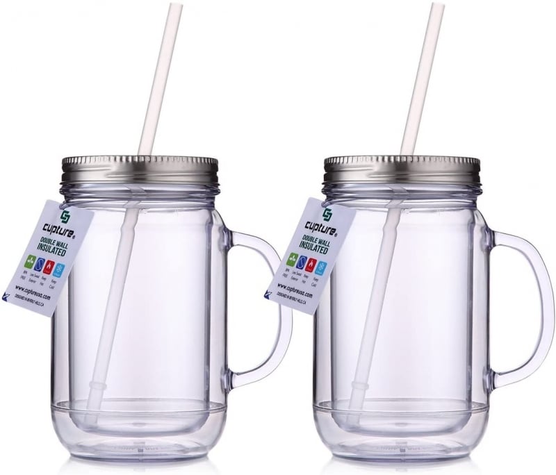 5. Cupture Clear Plastic Glass Mason Jar 