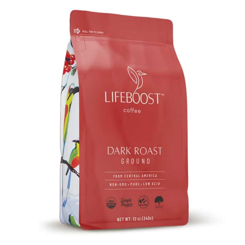 5. Lifeboost Coffee Dark Roast Ground Coffee 