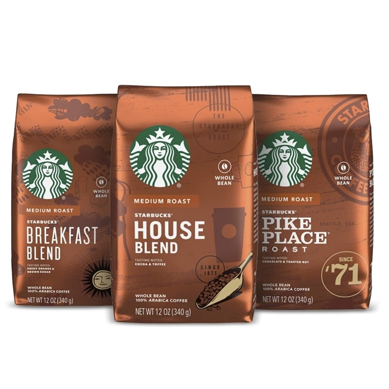 8. Starbucks Medium Roast Whole Bean Coffee — Variety Pack 