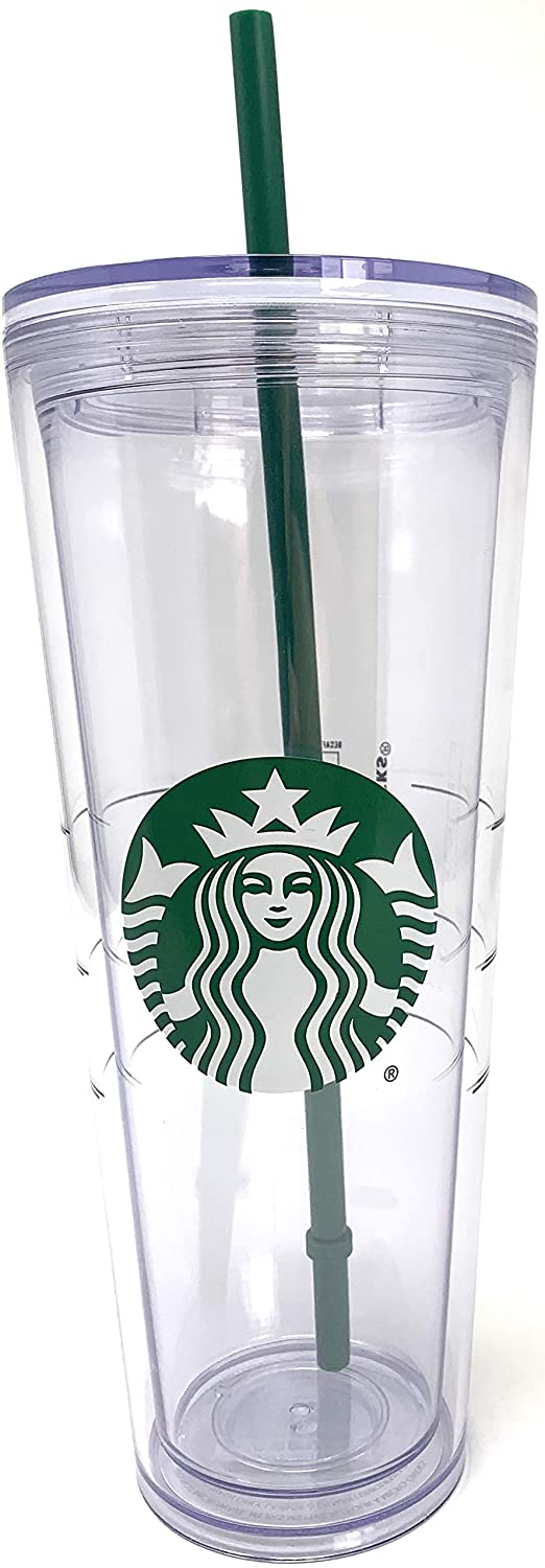 1. Starbucks Cold Cup Clear Venti Tumbler Traveler With Green Straw Logo