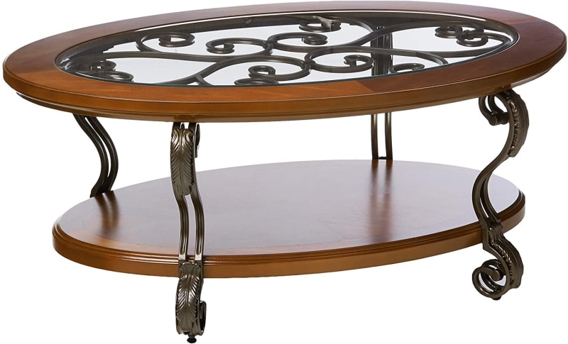 2. Nestor Traditional Glass Top Oval Coffee Tables 