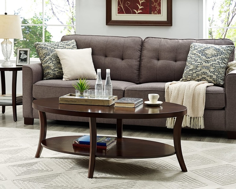 5. Roundhill Furniture Perth Contemporary Oval Coffee Tables  
