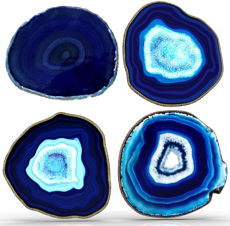4. BedRock Blue Agate Coasters for Drinks