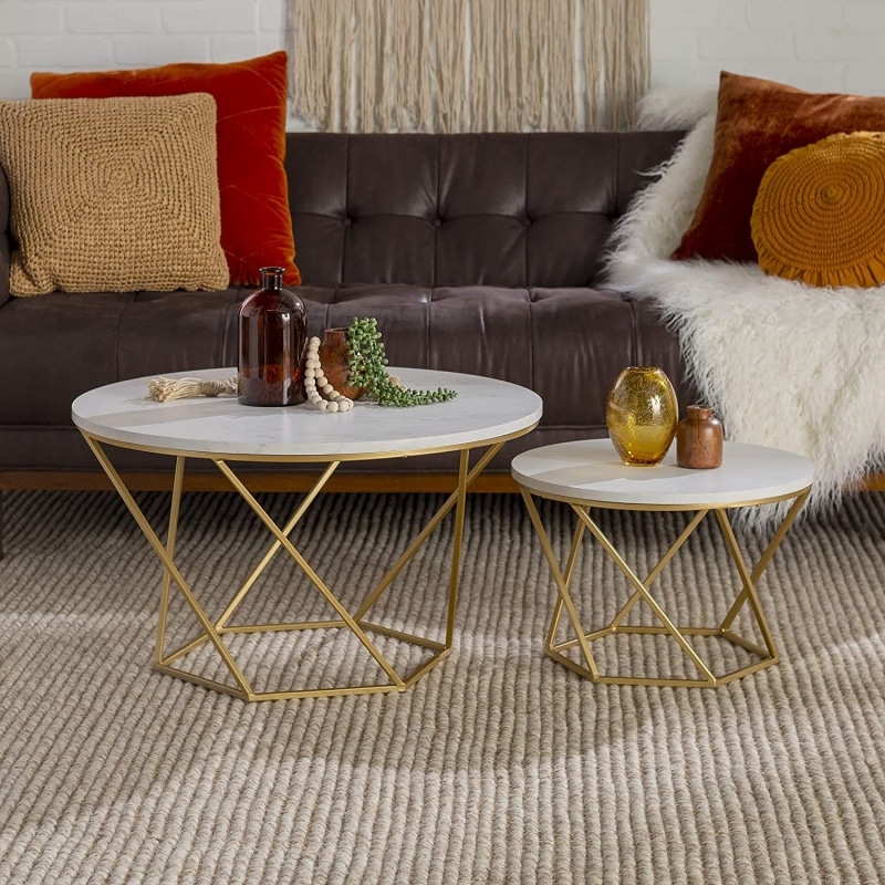 5. Walker Edison Modern Round Nesting Coffee Table 