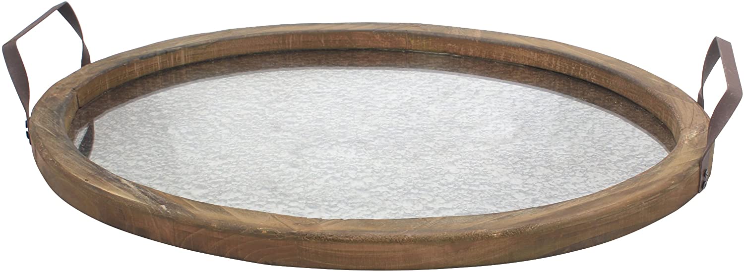7. Stonebriar Oval Wood Serving Tray 